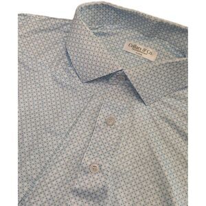 NWOT Collars & Co Featherweight Dress Collar Polo Shirt XL Ocean Key Blue Micro